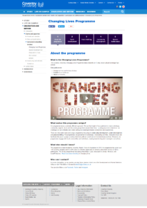 Coventry University - Changing Lives Programme
