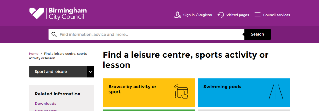 Find a leisure centre - Birmingham City Council