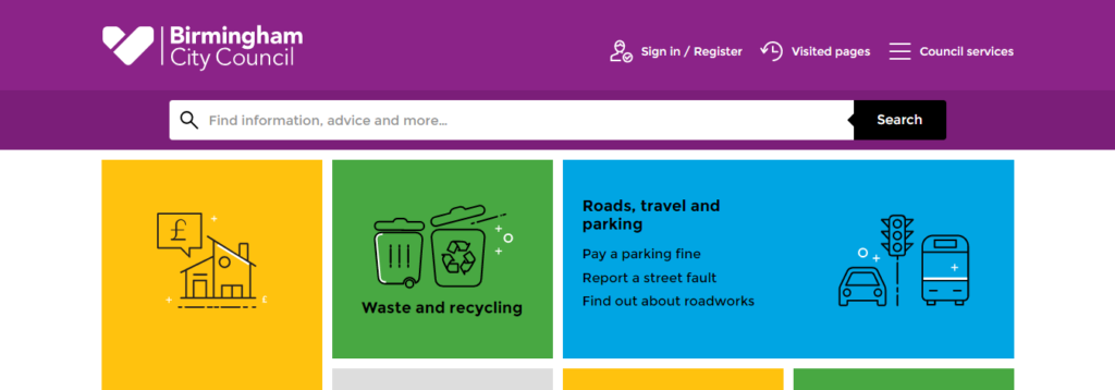 Birmingham City Council web pages