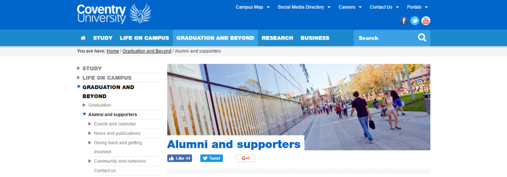 Coventry University Alumni web pages