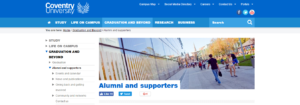 Coventry University Alumni web pages